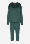 Ciemnozielony Welurowy Komplet Dresowy Bluza i Spodnie Typu Jogger Lisilwena