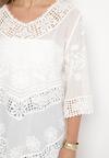Biała Bawełniana Bluzka Oversize w Stylu Boho z Haftem i Koroną Maivienne