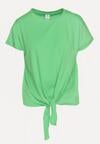 Zielony T-shirt z Bawełny z Ozdobnym Wiązaniem Sunitra