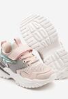 Różowe Buty Sportowe Sneakersy Clibee z Siateczkową Cholewką i Aplikacją Jenanovia