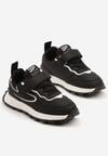 Czarno-Białe Buty Sportowe Sneakersy z Ozdobnymi Przeszyciami i Rzepem Napea