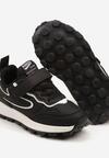 Czarno-Białe Buty Sportowe Sneakersy z Ozdobnymi Przeszyciami i Rzepem Napea
