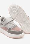 Szaro-Różowe Buty Sportowe Sneakersy Clibee Ozdobione Perforacją Pareldi