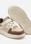 Beżowo-Zielone Buty Sportowe Sneakersy Clibee Ozdobione Perforacją Pareldi