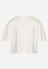 Biały Bawełniany T-shirt Crop Top z Naszywką Adivios