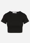 Czarny Bawełniany Prążkowany T-shirt Nelzedi