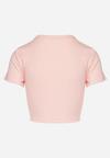 Różowy Bawełniany Prążkowany T-shirt Nelzedi