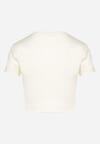 Beżowy Bawełniany Prążkowany T-shirt Nelzedi