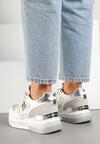 Biało-Zielone Sneakersy z Metaliczną Aplikacją Divisca