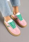 Różowe Sneakersy na Platformie w Stylu Kultowych Tenisówek Ozdobione Wzorem w Panterkę Gonoriel