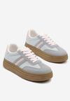 Niebieskie Sneakersy na Platformie w Stylu Kultowych Tenisówek Ozdobione Wzorem w Panterkę Gonoriel