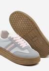 Niebieskie Sneakersy na Platformie w Stylu Kultowych Tenisówek Ozdobione Wzorem w Panterkę Gonoriel