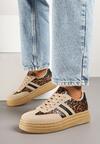 Panterkowe Sneakersy na Platformie w Stylu Kultowych Tenisówek Ozdobione Wzorem w Panterkę Gonoriel