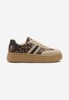 Panterkowe Sneakersy na Platformie w Stylu Kultowych Tenisówek Ozdobione Wzorem w Panterkę Gonoriel