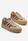 Panterkowe Sneakersy na Platformie w Stylu Kultowych Tenisówek Ozdobione Wzorem w Panterkę Gonoriel