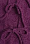 Fioletowy Kardigan Oversize z Wełną Zdobiony Kokardkami Eleathalie