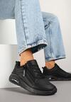 Czarne Sneakersy z Ozdobnym Suwakiem i Tłoczeniem Tosinelle