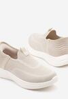 Beżowe Buty Sportowe Sneakersy z Miękką Cholewką pod Kostkę Weamara