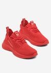 Czerwone Buty Sportowe Sneakersy z Napisami i Tłoczeniem Odalira