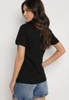 Czarny T-shirt z Bawełny z Krótkim Rękawem i Naszywką w Kształcie Serca Viketta