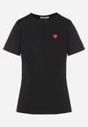 Czarny T-shirt z Bawełny z Krótkim Rękawem i Naszywką w Kształcie Serca Viketta
