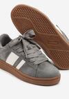 Ciemnoszare Buty Sportowe z Naturalnego Zamszu z Przeszyciami Palaviela