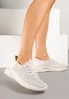 Jasnobeżowe Siateczkowe Buty Sportowe Sneakersy Wsuwane z Ozdobnym Sznurowaniem Terelea