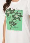 Biała Bawełniana Sukienka o Kroju Typu T-shirt Zdobiona Nadrukiem Nevolira