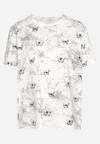 Biały T-shirt Bawełniany w Print w Motylki Tenorea