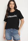 Czarny T-shirt z Bawełny z Aplikacją z Cyrkoniami Deraine