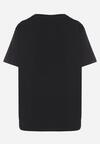 Czarny T-shirt z Bawełny z Aplikacją z Cyrkoniami Deraine