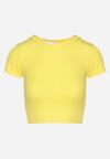 Żółty T-shirt z Prążkowanego Materiału o Krótkim Kroju Telunna