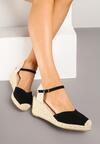 Czarne Sandały Espadryle na Koturnie w Stylu Boho Merilwena