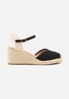 Czarne Sandały Espadryle na Koturnie w Stylu Boho Merilwena