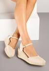 Beżowe Sandały Espadryle na Koturnie w Stylu Boho Merilwena