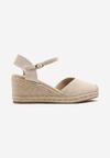 Beżowe Sandały Espadryle na Koturnie w Stylu Boho Merilwena