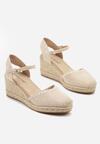 Beżowe Sandały Espadryle na Koturnie w Stylu Boho Merilwena