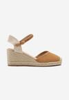 Brązowe Sandały Espadryle na Koturnie w Stylu Boho Merilwena
