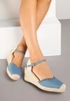 Niebieskie Sandały Espadryle na Koturnie w Stylu Boho Merilwena