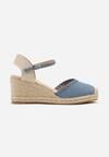 Niebieskie Sandały Espadryle na Koturnie w Stylu Boho Merilwena