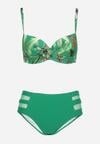 Zielone Bikini Majtki Figi z Siateczkowymi Wstawkami i Biustonosz w Liście Kinella