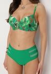 Zielone Bikini Majtki Figi z Siateczkowymi Wstawkami i Biustonosz w Liście Kinella