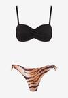 Czarne Bikini Biustonosz Wiązany na Plecach 2 Pary Majtek Typu Figi Galarella