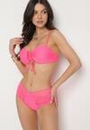 Różowe Bikini Biustonosz i Majtki Figi z Wysokim Stanem Zdobione Siateczką Kinetia