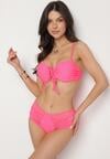 Różowe Bikini Biustonosz i Majtki Figi z Wysokim Stanem Zdobione Siateczką Kinetia