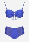 Niebieskie Bikini Biustonosz i Majtki Figi z Wysokim Stanem Zdobione Siateczką Kinetia