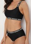 Czarne Bikini Sportowa Góra i Majtki Typu Figi z Napisami Nevianea