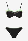 Zielono-Czarne Bikini Figi i Usztywniany Biustonosz Ozdobiony Metaliczną Nicią Artellia