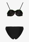 Zielono-Czarne Bikini Figi i Usztywniany Biustonosz Ozdobiony Metaliczną Nicią Artellia