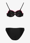 Różowo-Czarne Bikini Figi i Usztywniany Biustonosz Ozdobiony Metaliczną Nicią Artellia